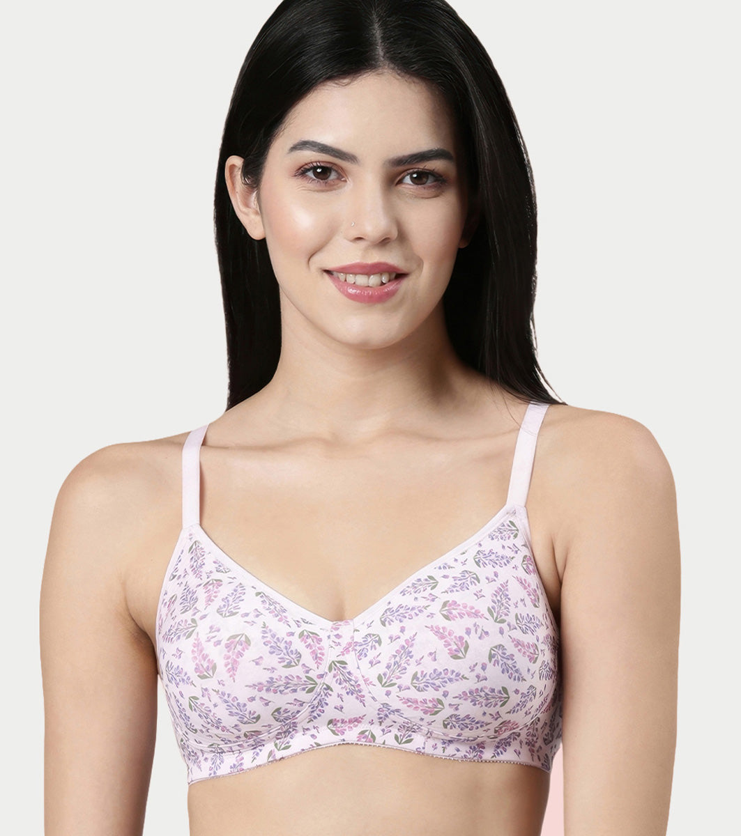 Enamor Innovations Fabcool Encircled Side Support Shaper, Non Padded, Wirefree, High Coverage, Women's Cotton Everyday Bra - A042 (Available in Plus Sizes) (Lupine Print)