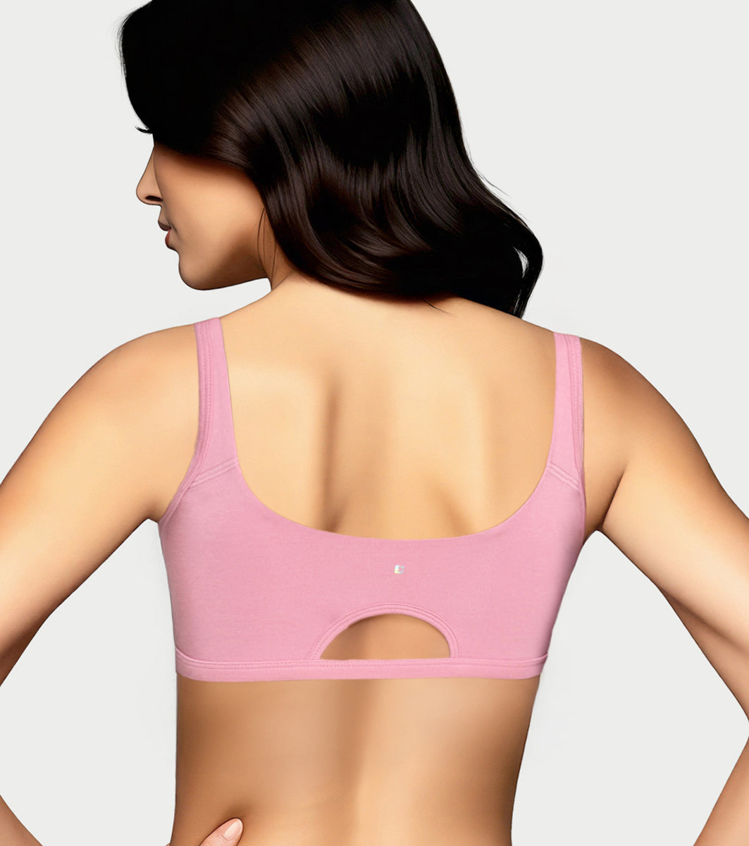 Enamor Bamboo Cotton IB06, Women's Pop-on Bra - 3X Softer, 4X more Absorbent & Antimicrobial, Non-Padded, Wirefree, High Coverage (Pale Grey/Rose Blush) - Image 3