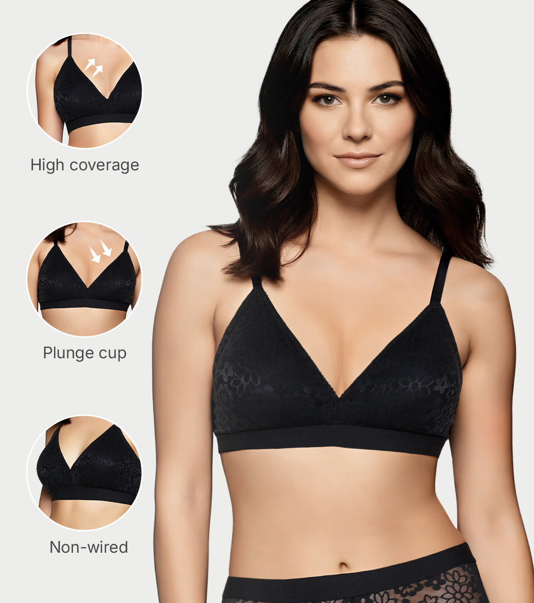 Enamor SMB04 Plunge Cup Non-Wired Bra, High Coverage (Black) - Image 9