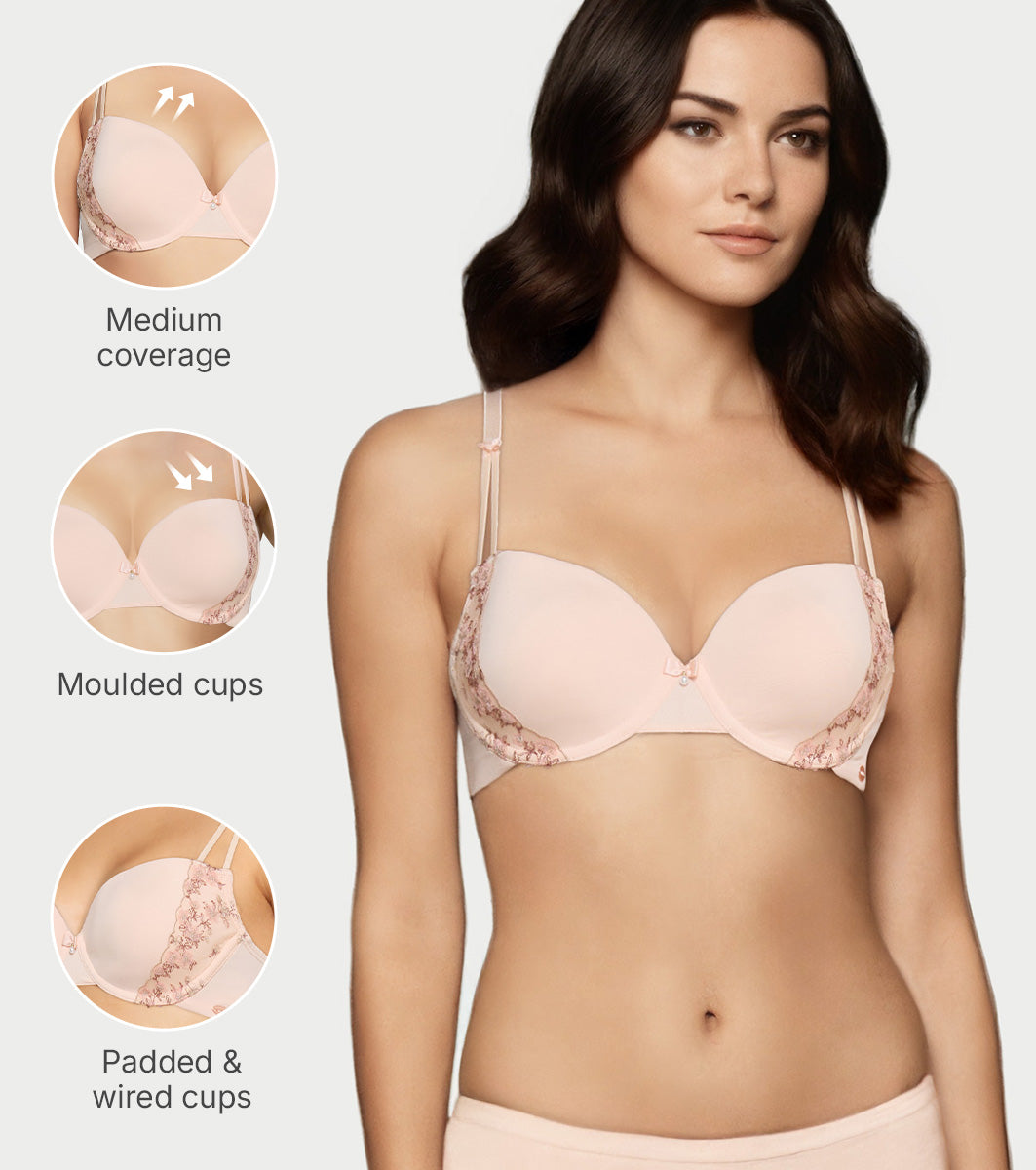 Enamor Plunge Curve Lift T Shirt Bra – Padded, Wired - FE28 (Blush) - Image 3
