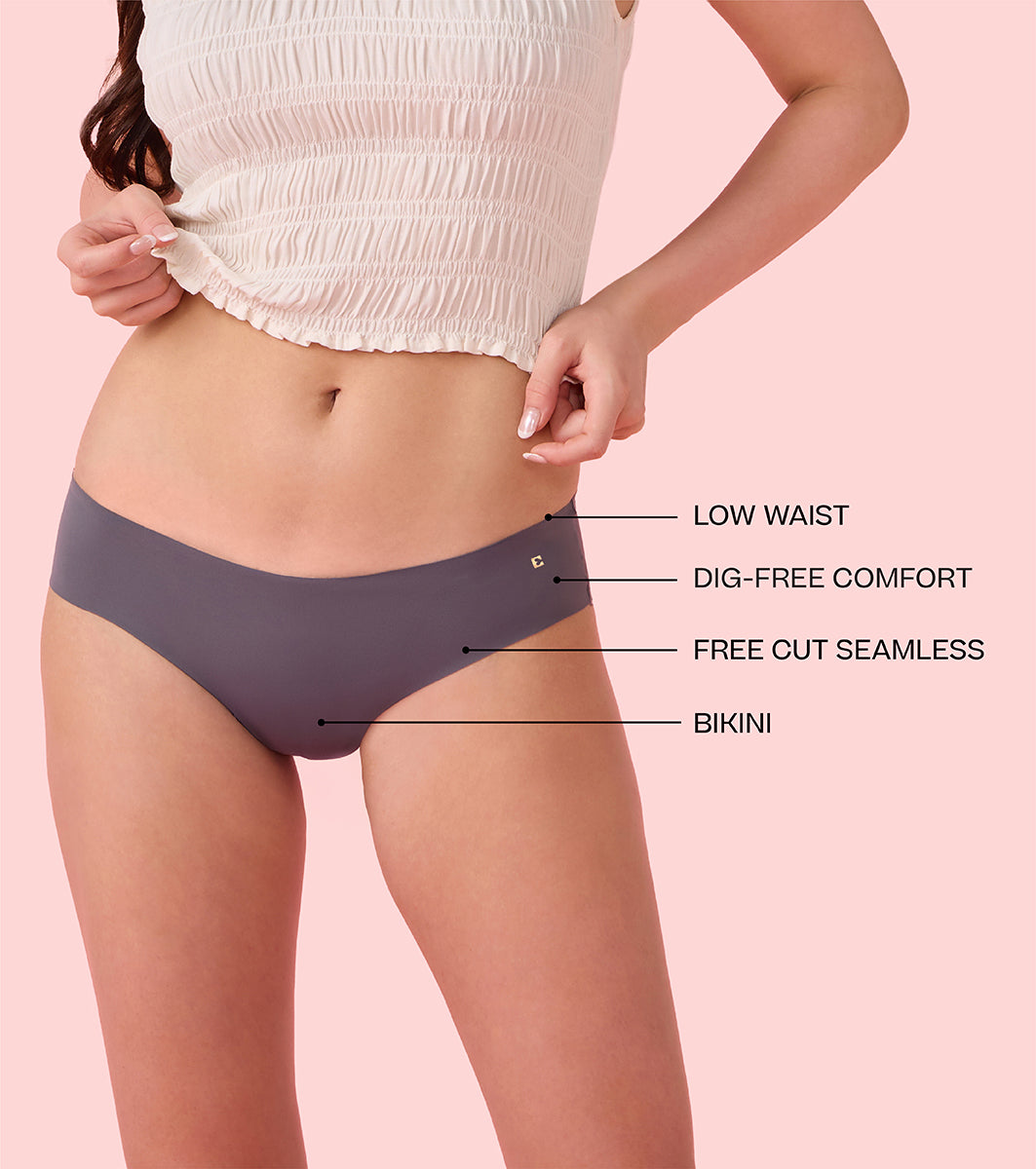 Enamor PB40 Innovations Invisi, All Day Comfort, Low Waist Bikini Panty for Women - No Visible Panty Lines, Sweat wicking, Free Cut, Regular Coverage - Pack of 1 (Ink Grey) - Image 3