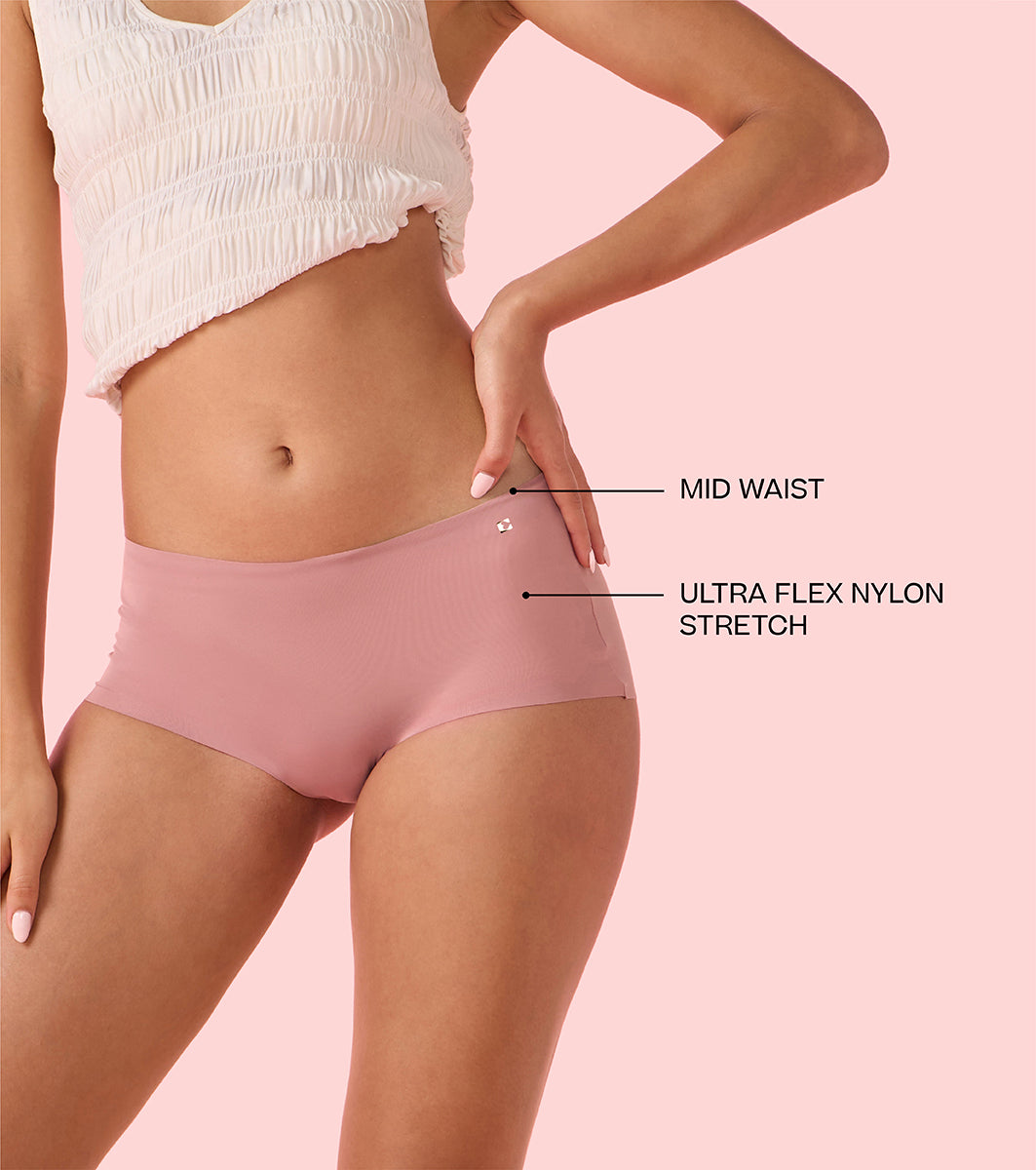 Enamor PS40 Innovations Invisi, All Day Comfort, Mid Waist Boyshorts Panty for Women - No Visible Panty Lines, Breathable, Sweat wicking, Free Cut, Full Coverage - Pack of 1 (Nostalgia Rose) - Image 3
