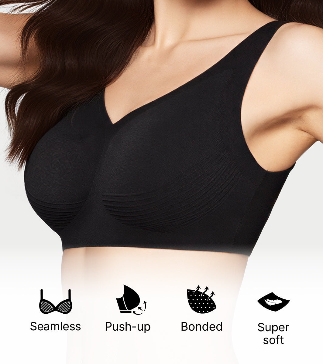 Enamor Innovations Invisi Encircle lift, Ultra smooth, Bonded, Slip-on, Women's T-Shirt Bra - Seamless, No-Pinch, No-Dig, Padded, Wirefree, High Coverage- IO01 (Black) - Image 4