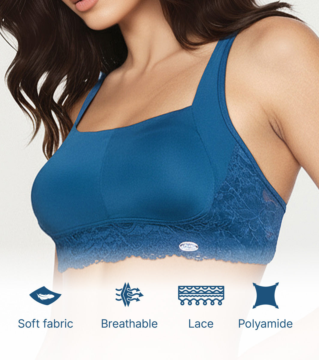 Enamor Wireless Full Coverage All Day Comfort Bra for Women, Padded, Wire-Free, Full Coverage, Square Neck - FE51 (Moonlit Blue) - Image 4