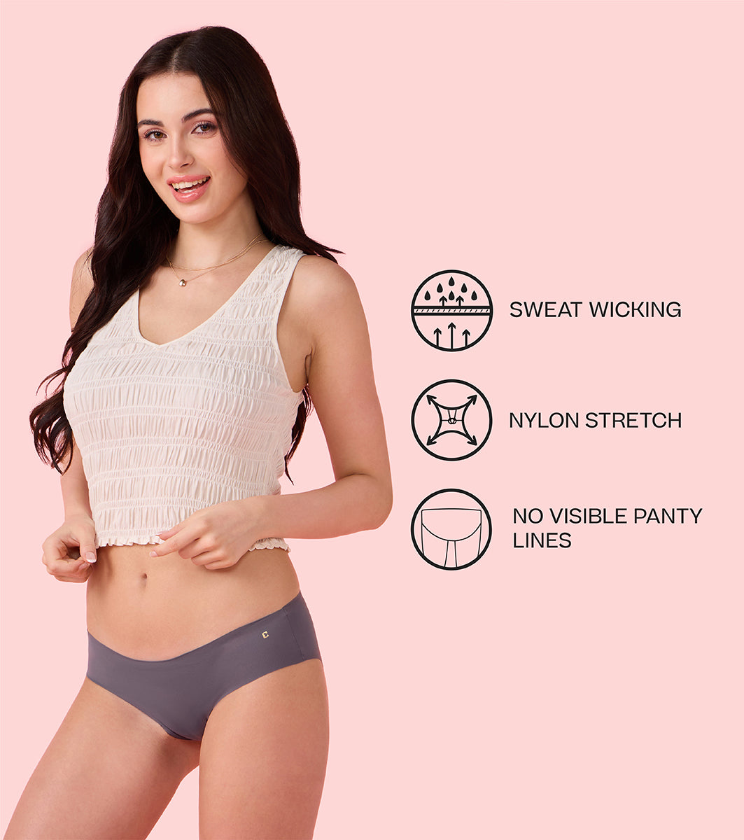 Enamor PB40 Innovations Invisi, All Day Comfort, Low Waist Bikini Panty for Women - No Visible Panty Lines, Sweat wicking, Free Cut, Regular Coverage - Pack of 1 (Ink Grey) - Image 4