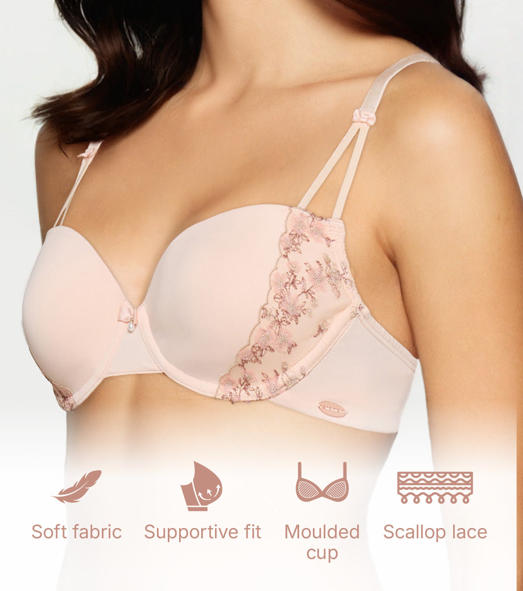 Enamor Plunge Curve Lift T Shirt Bra – Padded, Wired - FE28 (Blush) - Image 4