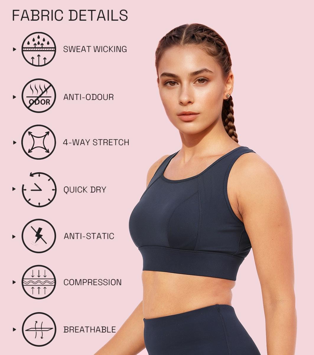 Enamor Crew Neck Sleeveless Crop length Sports Bra For Women - Hook & Eye Closure, Hugged Fit - A205 (Navy) - Image 4
