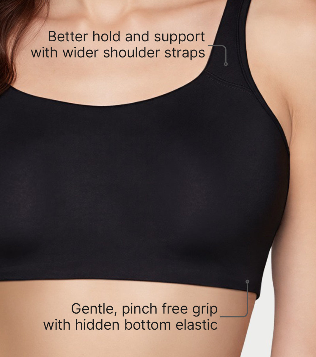 Enamor Bamboo Cotton IB06, Women's Pop-on Bra - 3X Softer, 4X more Absorbent & Antimicrobial, Non-Padded, Wirefree, High Coverage (Black) - Image 5