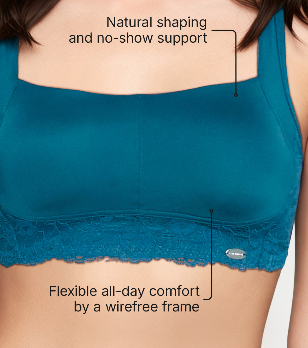 Enamor Wireless Full Coverage All Day Comfort Bra for Women, Padded, Wire-Free, Full Coverage, Square Neck - FE51 (Moonlit Blue) - Image 5