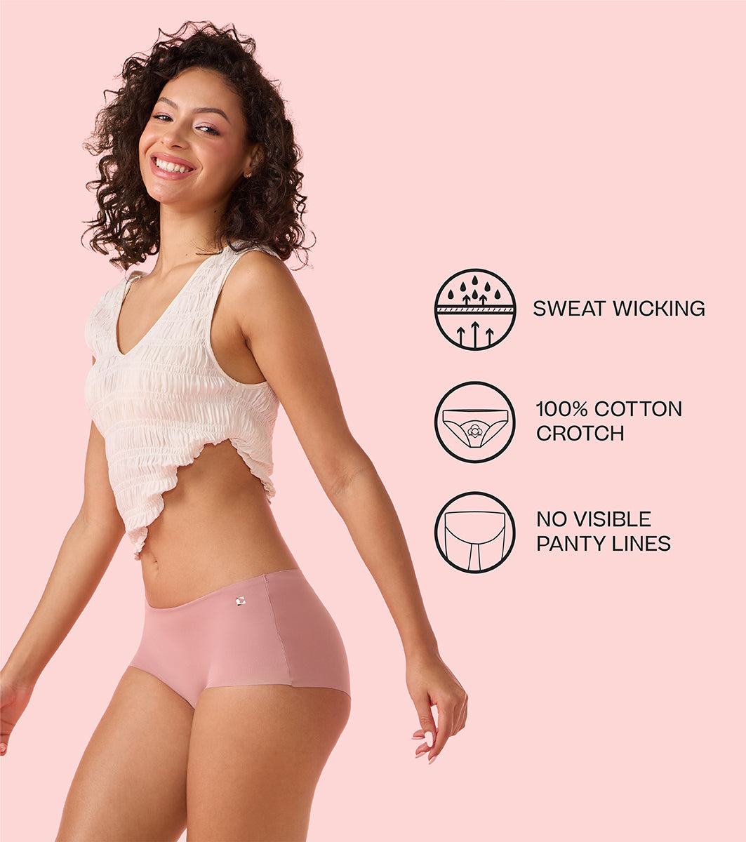 Enamor PS40 Innovations Invisi, All Day Comfort, Mid Waist Boyshorts Panty for Women - No Visible Panty Lines, Breathable, Sweat wicking, Free Cut, Full Coverage - Pack of 1 (Nostalgia Rose) - Image 5