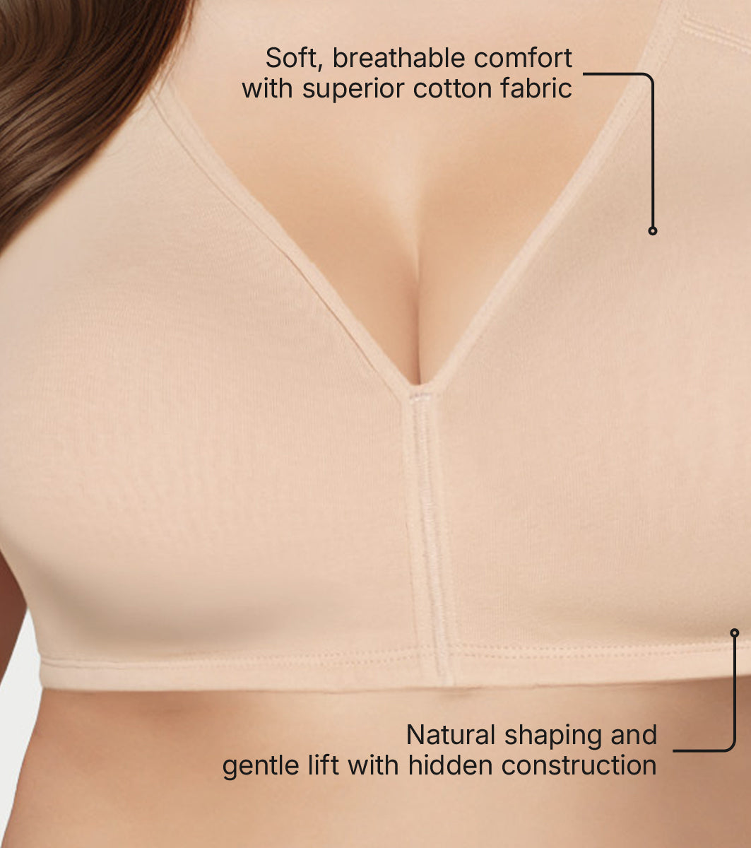 Enamor True Form Cotton Comfort Bra. Non-Padded, Wire-Free and Full Coverage - A124 (Pale Skin) - Image 5