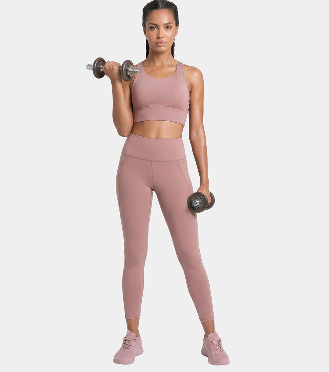 Enamor Wide Straps Seamed T-back Basic Workout Sports Bra - Quick Dry, Antimicrobial, Removable Padding, Non-Wired, Full Coverage - A202 (Pink Nectar) - Image 6