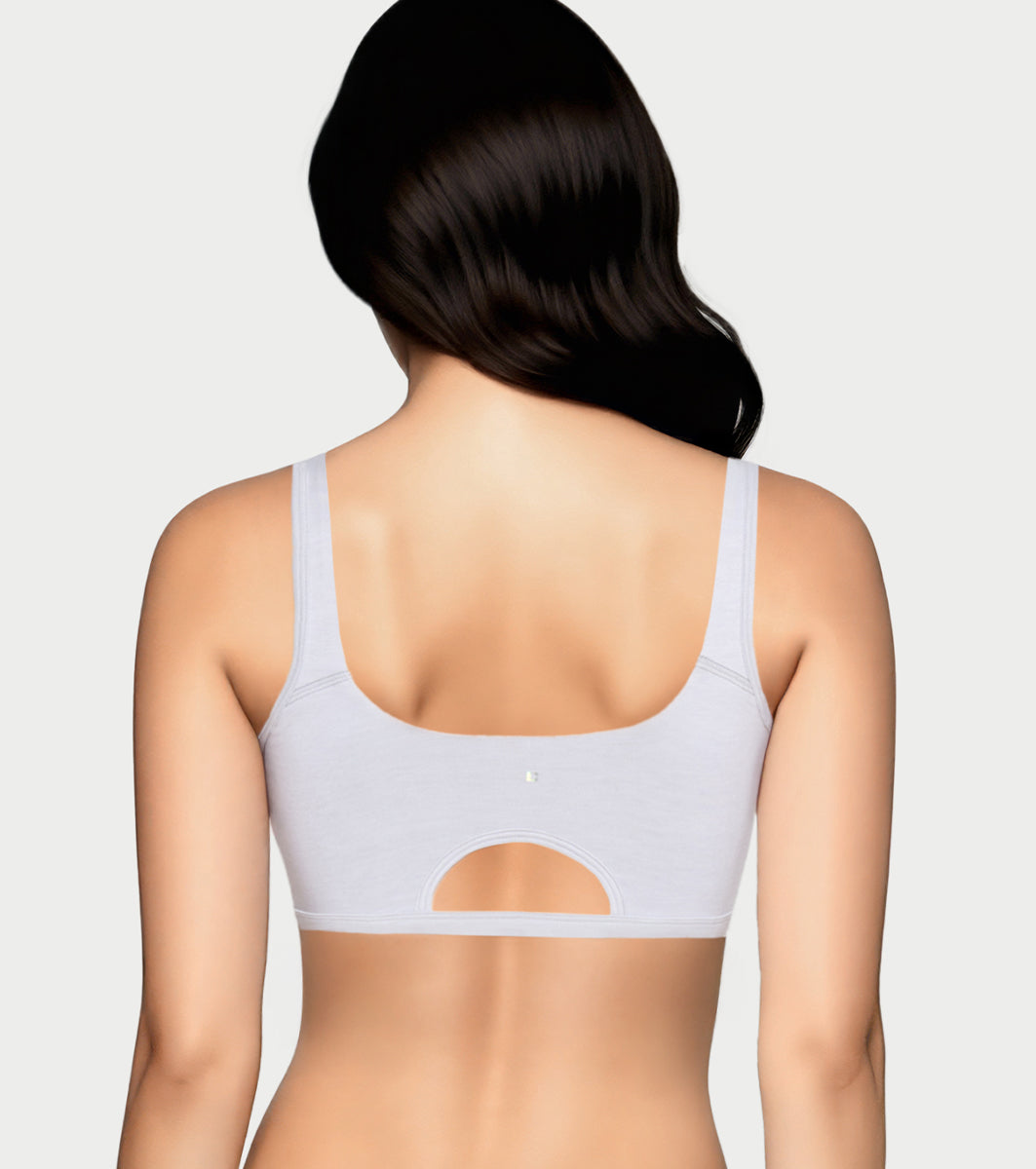 Enamor Bamboo Cotton IB06, Women's Pop-on Bra - 3X Softer, 4X more Absorbent & Antimicrobial, Non-Padded, Wirefree, High Coverage (Pale Grey/Rose Blush) - Image 7