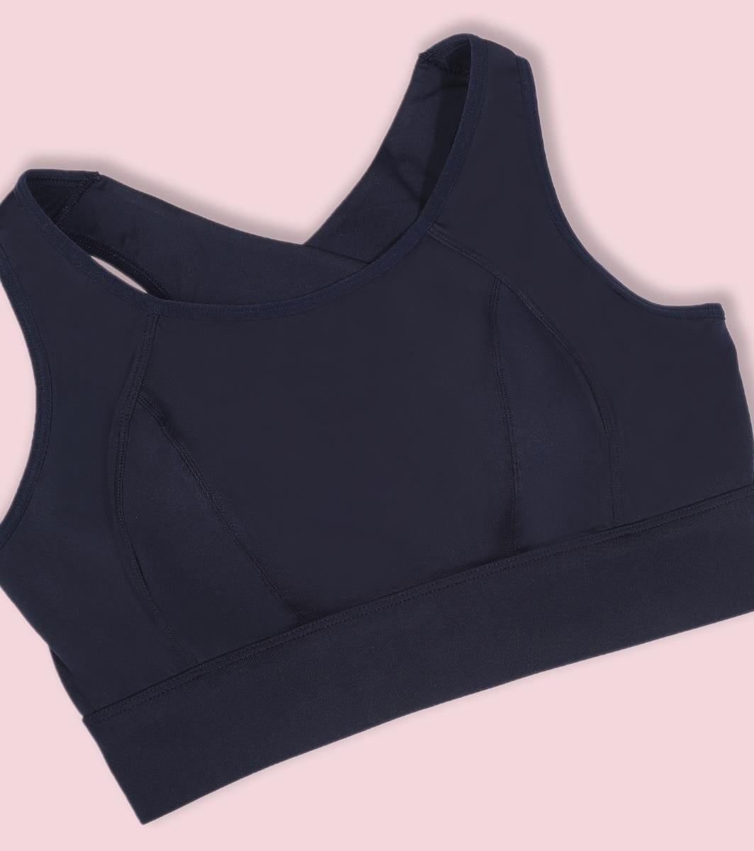 Enamor Crew Neck Sleeveless Crop length Sports Bra For Women - Hook & Eye Closure, Hugged Fit - A205 (Navy) - Image 9
