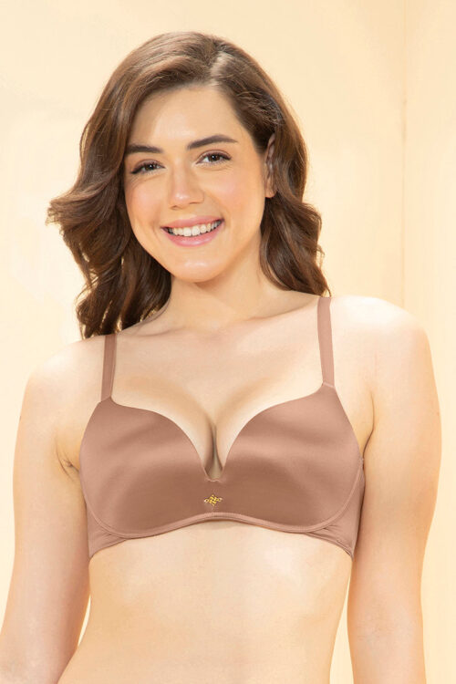 Elevate Curves Padded Non-Wired Push-up Bra - Macaroon