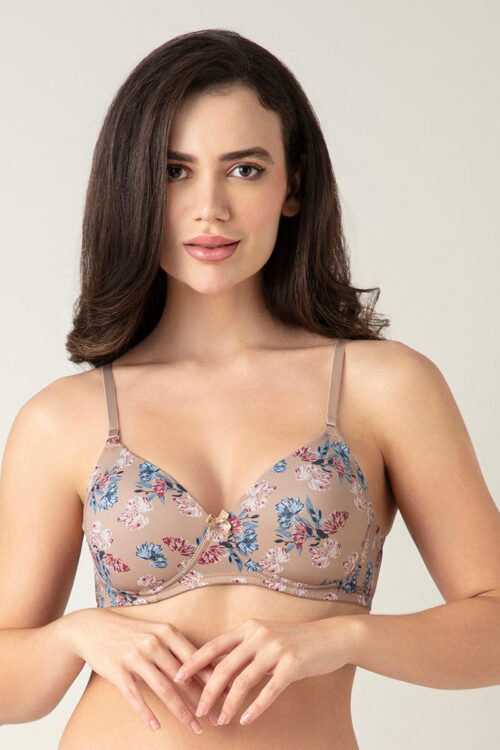 Smooth Charm Padded Wirefree T-Shirt Bra - Artistic Floral Stucco Pr