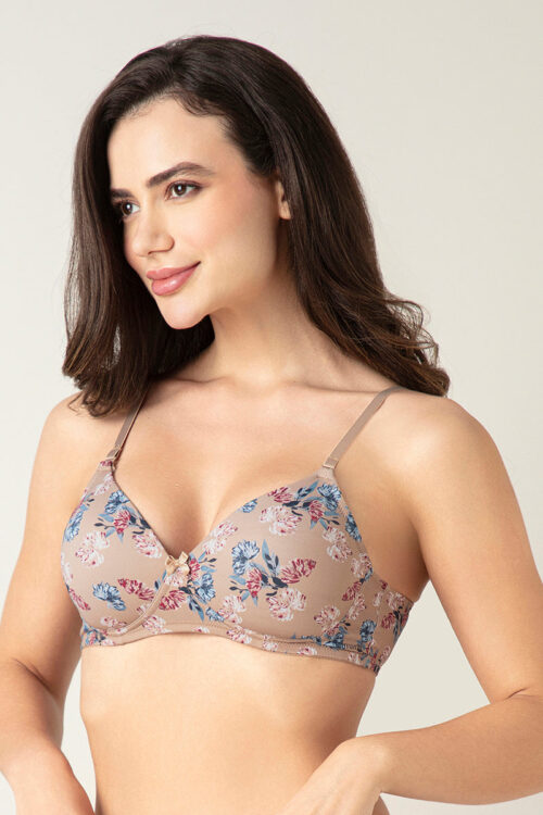 Smooth Charm Padded Wirefree T-Shirt Bra - Artistic Floral Stucco Pr