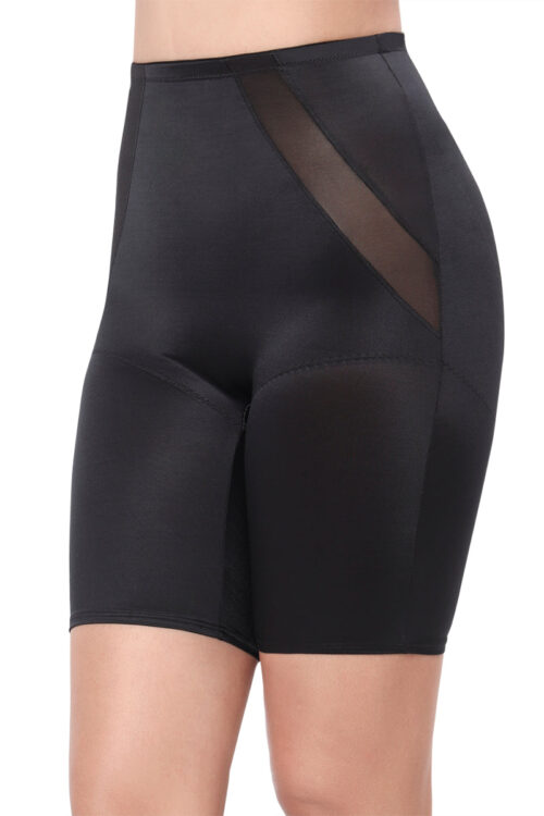 Solid Full Coverage High Rise Thigh Shaper - Black
