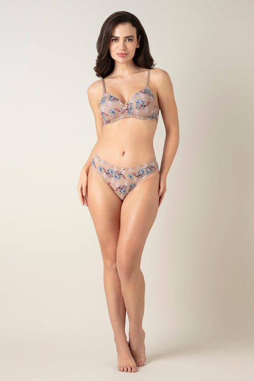 Smooth Charm Padded Wirefree T-Shirt Bra - Artistic Floral Stucco Pr