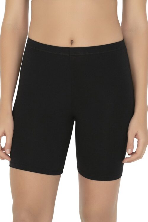 Smooth Mid-thigh Cotton Shortie Liner - Black